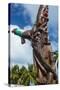 Wooden carvings on the Monument des Dix-Neuf (Monument of 19), Ouvea, Loyalty Islands, New Caledoni-Michael Runkel-Stretched Canvas