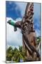 Wooden carvings on the Monument des Dix-Neuf (Monument of 19), Ouvea, Loyalty Islands, New Caledoni-Michael Runkel-Mounted Photographic Print