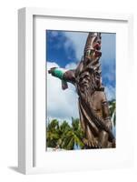 Wooden carvings on the Monument des Dix-Neuf (Monument of 19), Ouvea, Loyalty Islands, New Caledoni-Michael Runkel-Framed Photographic Print