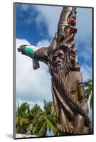 Wooden carvings on the Monument des Dix-Neuf (Monument of 19), Ouvea, Loyalty Islands, New Caledoni-Michael Runkel-Mounted Photographic Print