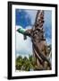 Wooden carvings on the Monument des Dix-Neuf (Monument of 19), Ouvea, Loyalty Islands, New Caledoni-Michael Runkel-Framed Photographic Print