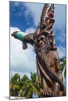 Wooden carvings on the Monument des Dix-Neuf (Monument of 19), Ouvea, Loyalty Islands, New Caledoni-Michael Runkel-Mounted Photographic Print