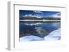 Wooden Chalet Surrounded by Snowy Peaks and Woods Reflected in Lake Palu, Valtellina, Italy-Roberto Moiola-Framed Photographic Print