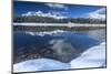 Wooden Chalet Surrounded by Snowy Peaks and Woods Reflected in Lake Palu, Valtellina, Italy-Roberto Moiola-Mounted Photographic Print