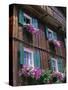 Wooden Chalet with Flowers, Hallstatt, Austria, Europe-Jean Brooks-Stretched Canvas