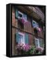 Wooden Chalet with Flowers, Hallstatt, Austria, Europe-Jean Brooks-Framed Stretched Canvas