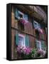 Wooden Chalet with Flowers, Hallstatt, Austria, Europe-Jean Brooks-Framed Stretched Canvas