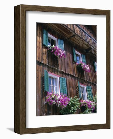 Wooden Chalet with Flowers, Hallstatt, Austria, Europe-Jean Brooks-Framed Photographic Print