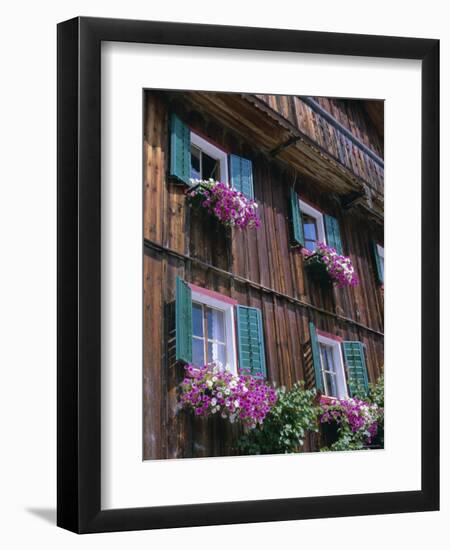 Wooden Chalet with Flowers, Hallstatt, Austria, Europe-Jean Brooks-Framed Photographic Print