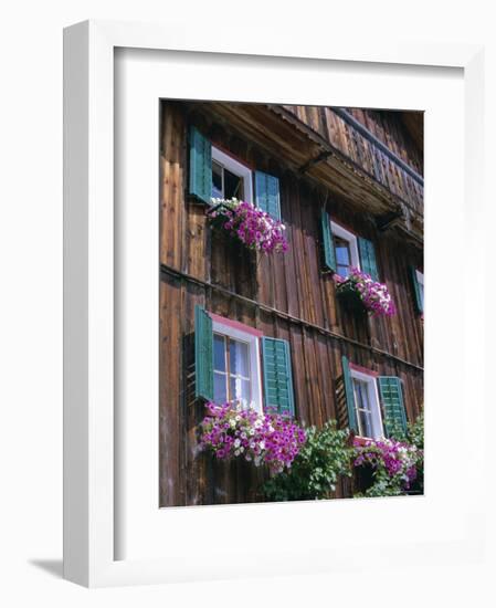 Wooden Chalet with Flowers, Hallstatt, Austria, Europe-Jean Brooks-Framed Photographic Print