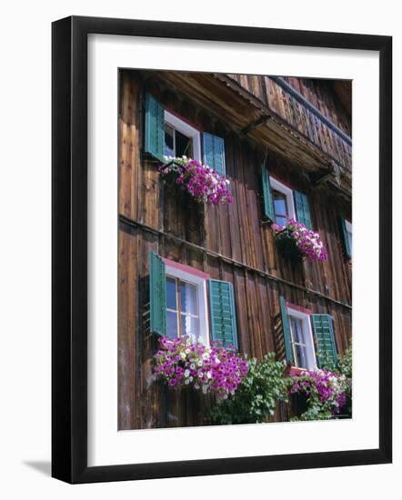 Wooden Chalet with Flowers, Hallstatt, Austria, Europe-Jean Brooks-Framed Photographic Print