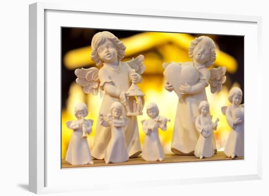 Wooden Christmas Angel Decorations at the Dresden Strietzelmarkt Christmas Market-Miles Ertman-Framed Photographic Print