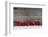 Wooden Christmas Background with Red Santa Hats for a Festive Frame or Card.-Imagesbavaria-Framed Photographic Print