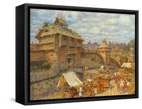 Wooden City of Moscow in the 14th Century-Appolinari Mikhaylovich Vasnetsov-Framed Stretched Canvas