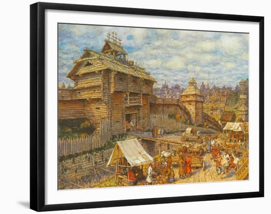 Wooden City of Moscow in the 14th Century-Appolinari Mikhaylovich Vasnetsov-Framed Giclee Print