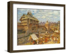 Wooden City of Moscow in the 14th Century-Appolinari Mikhaylovich Vasnetsov-Framed Giclee Print