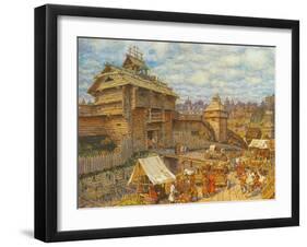 Wooden City of Moscow in the 14th Century-Appolinari Mikhaylovich Vasnetsov-Framed Giclee Print