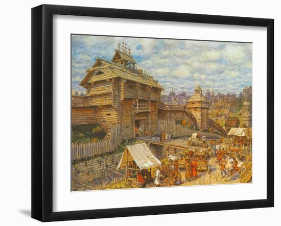 Wooden City of Moscow in the 14th Century-Appolinari Mikhaylovich Vasnetsov-Framed Giclee Print