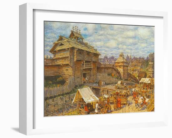 Wooden City of Moscow in the 14th Century-Appolinari Mikhaylovich Vasnetsov-Framed Giclee Print