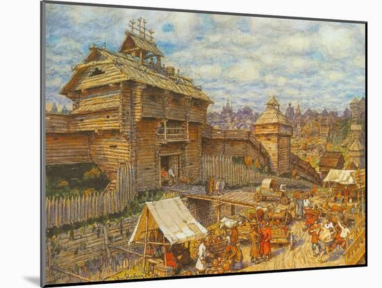 Wooden City of Moscow in the 14th Century-Appolinari Mikhaylovich Vasnetsov-Mounted Giclee Print