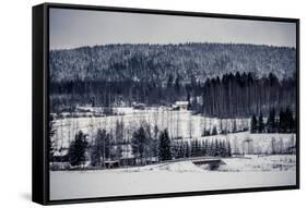 Wooden Cottage in Winter Forest, Central Finland-Andrew Bayda-Framed Stretched Canvas