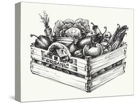 Wooden Crate Full of Organic Food Isolated, Farm Organic Vegetables, Organic Word Written in the Wo-Danussa-Stretched Canvas