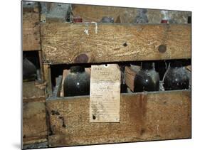 Wooden Crate of Bottles, Banyuls Wine, Cellier Des Dominicains in Collioure-Per Karlsson-Mounted Photographic Print