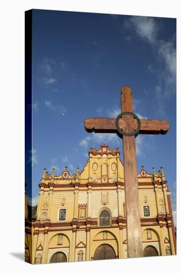 Wooden Cross in Front of the Cathedral of San Cristobal-Richard Maschmeyer-Stretched Canvas