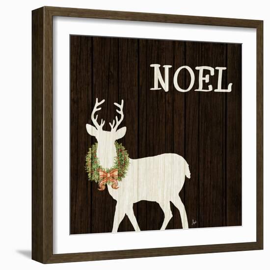 Wooden Deer with Wreath I-Andi Metz-Framed Art Print