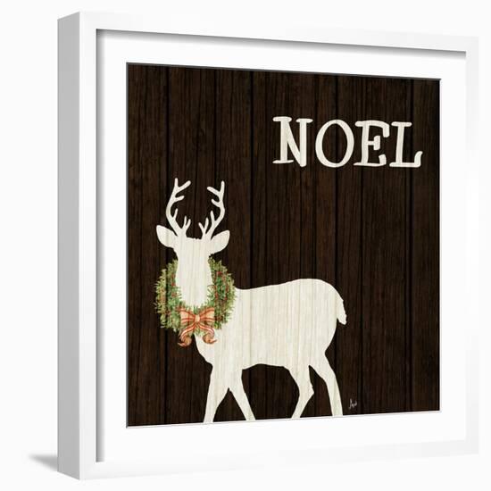 Wooden Deer with Wreath I-Andi Metz-Framed Art Print