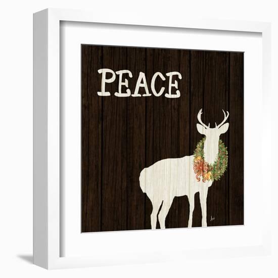 Wooden Deer with Wreath II-Andi Metz-Framed Art Print