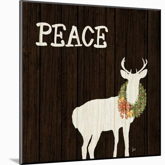 Wooden Deer with Wreath II-Andi Metz-Mounted Art Print