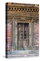 Wooden door, Bhaktapur, Kathmandu, Nepal.-Lee Klopfer-Stretched Canvas