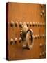 Wooden Door with Metal Fixture in the Medina in Fez, Morocco-David H. Wells-Stretched Canvas