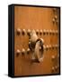 Wooden Door with Metal Fixture in the Medina in Fez, Morocco-David H. Wells-Framed Stretched Canvas