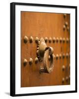 Wooden Door with Metal Fixture in the Medina in Fez, Morocco-David H. Wells-Framed Photographic Print