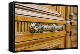 Wooden Doors of the Vail House Part of Russell Sage College, Troy, New York, USA-Cindy Miller Hopkins-Framed Stretched Canvas