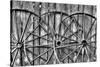 Wooden fence and old wagon wheels, Charleston, South Carolina-Darrell Gulin-Stretched Canvas