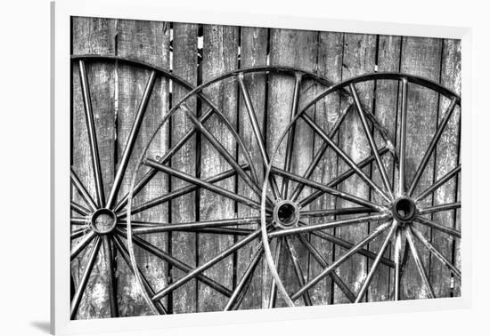 Wooden fence and old wagon wheels, Charleston, South Carolina-Darrell Gulin-Framed Photographic Print