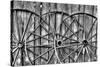 Wooden fence and old wagon wheels, Charleston, South Carolina-Darrell Gulin-Stretched Canvas