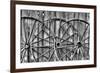 Wooden fence and old wagon wheels, Charleston, South Carolina-Darrell Gulin-Framed Photographic Print