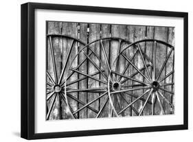 Wooden fence and old wagon wheels, Charleston, South Carolina-Darrell Gulin-Framed Photographic Print