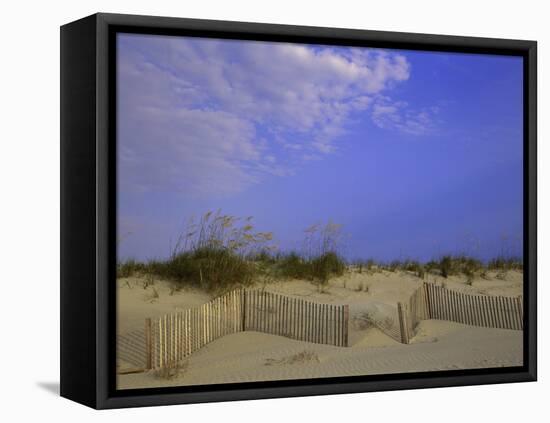 Wooden Fence in the Sand-null-Framed Stretched Canvas