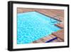 Wooden Floor beside the Blue Swimming Pool-vitalytitov-Framed Photographic Print