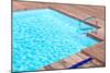 Wooden Floor beside the Blue Swimming Pool-vitalytitov-Mounted Photographic Print