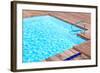 Wooden Floor beside the Blue Swimming Pool-vitalytitov-Framed Photographic Print