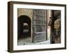 Wooden Fortified Gates and Alley of Medieval Town, Buonconvento, Italy-Dennis Flaherty-Framed Photographic Print