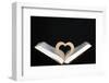 Wooden heart sculpture with a Bible, France, Europe-Godong-Framed Photographic Print