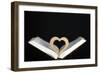 Wooden heart sculpture with a Bible, France, Europe-Godong-Framed Photographic Print