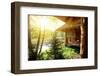 Wooden House and Pond-givaga-Framed Photographic Print